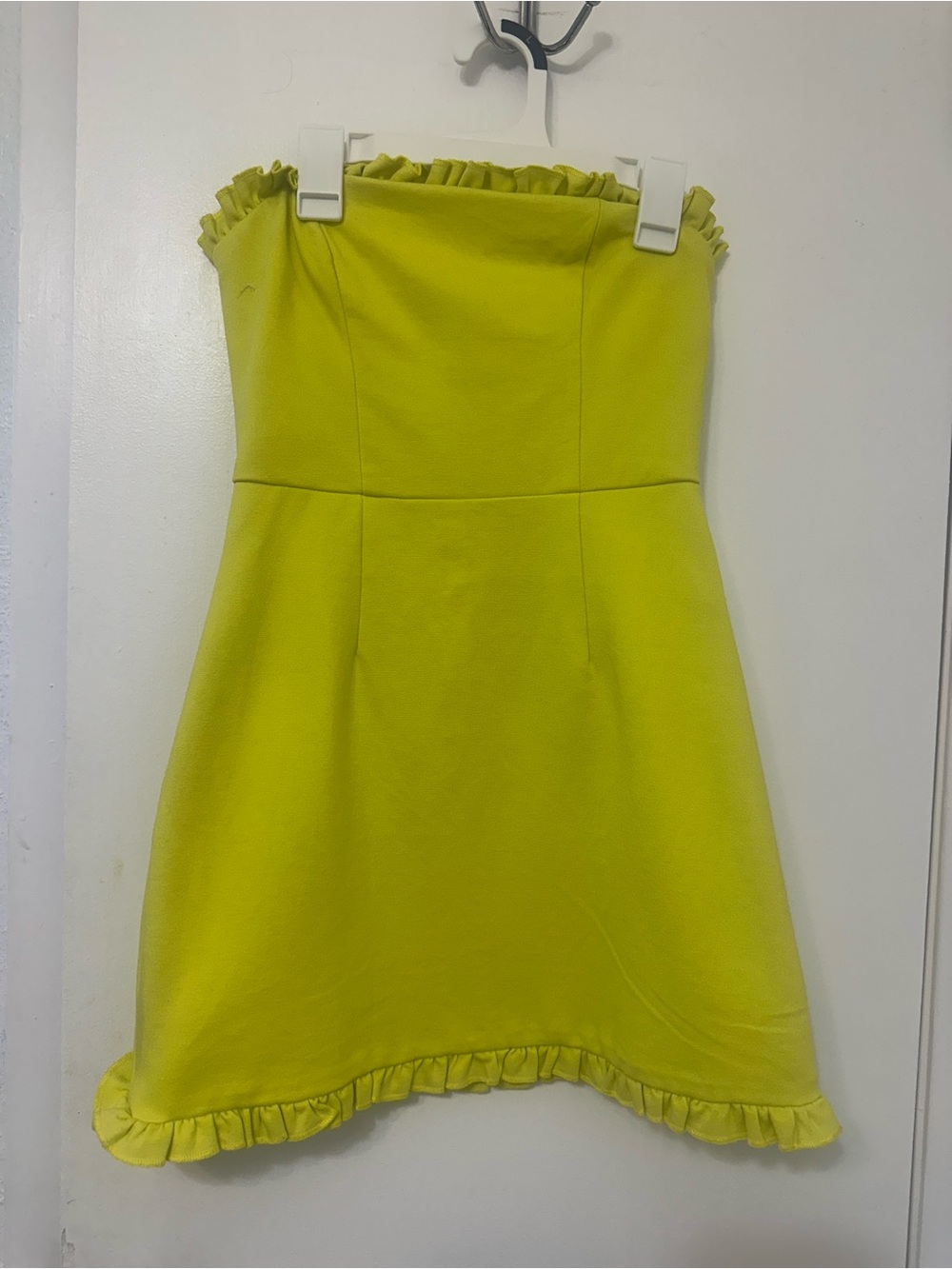 Lulu's Strapless Ruffle Trim Lime Dress - Picture 5 of 6